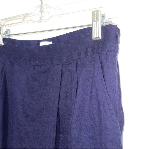 Leith Navy Blue Linen Blend High Rise Relaxed Fit Cropped Pants Large Women’s - Picture 4 of 14